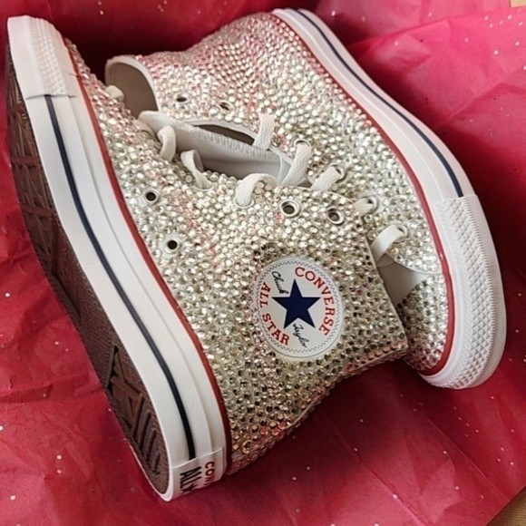 CLEAR Rhinestone Bling Converse Shoes - Picture 4 of 9